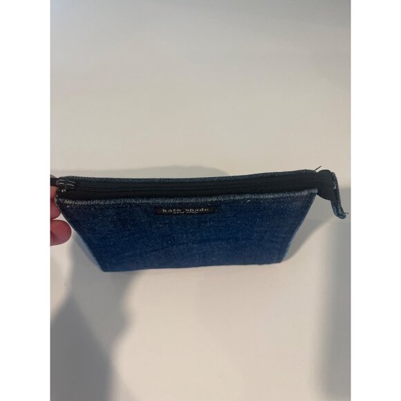 Kate Spade New York Denim Wristlet Pouch With Zipper Closure - Picture 3 of 8